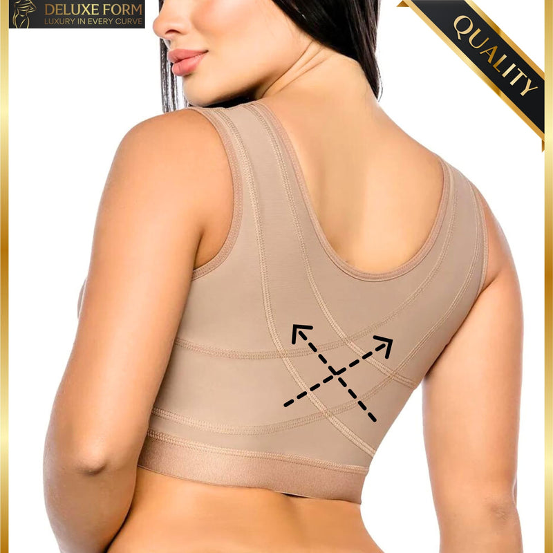 Post Surgical Bra Front Closure Compression Bra for Breast Augmentation Recovery Women X-Large Black
