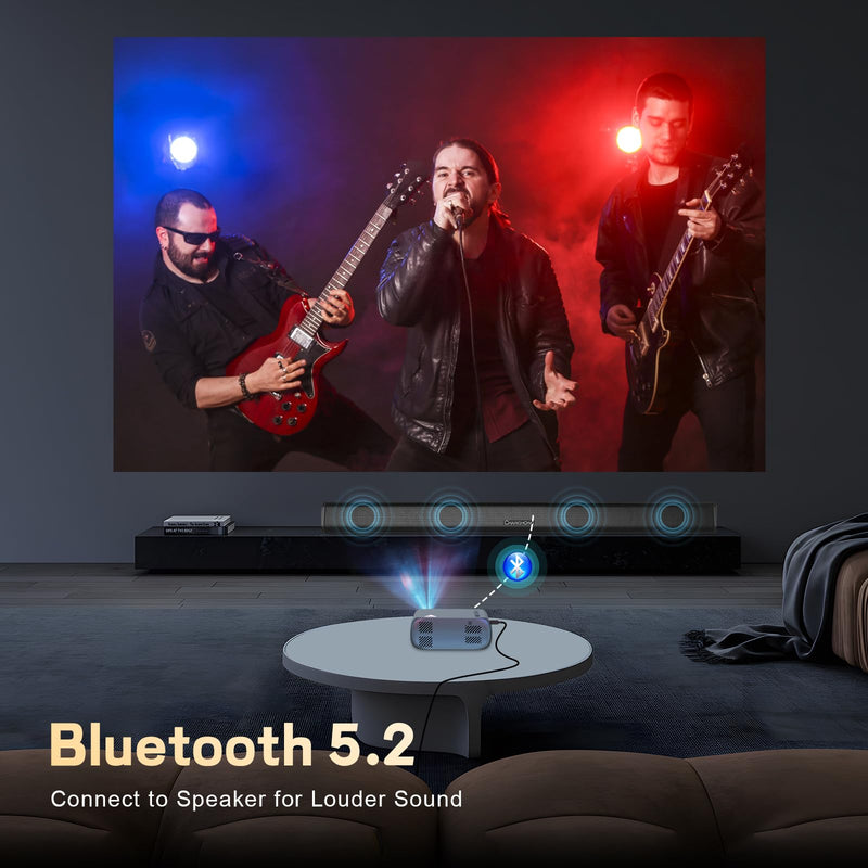 Mini Projector with Wifi and Bluetooth, Portable 1080P Projector,170" Support HD Movie Projector, Outdoor Projector Compatible with Phone/ Tablet/ Laptop/ TV Stick/ PS4/ HDMI/USB Blue