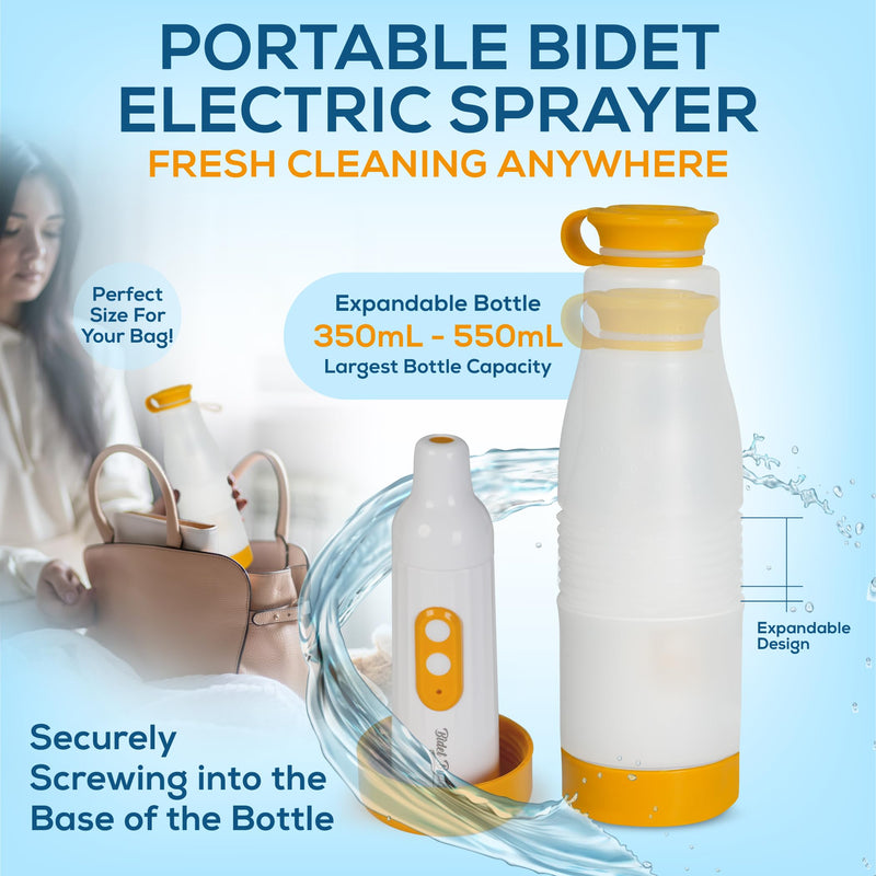 Portable Bidet | Bidet Buddy™ PureJet | High Pressure | Travel Bidet | 550ML Portable Bidet for Travel | Handheld Bidet | Rechargeable Electric Portable Bidet for Women & Men (Arctic White) Arctic White - NewNest Australia
