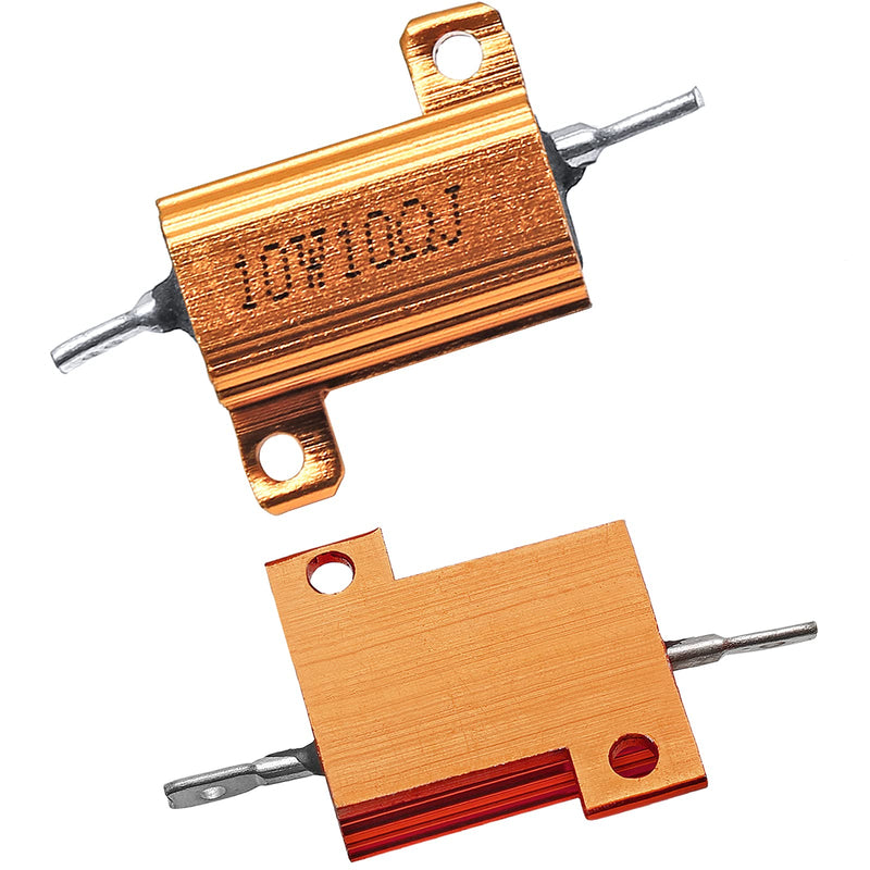 2 Pack Aluminum Case Resistor 10W 10 Ohm Housing Wirewound Resistors, Screw Tap Chassis Mounted Load Resistors Adapters for LED Converter