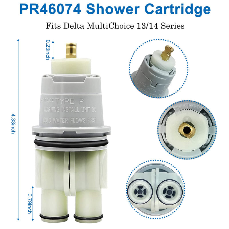 RP46074 Shower Valve Cartridge Assembly Compatible for Delta Shower and Tub 13/14 Series Faucet, Single-handle Delta Universal Valve Cartridge, Replacement for Delta Shower Cartridge. 1Pack