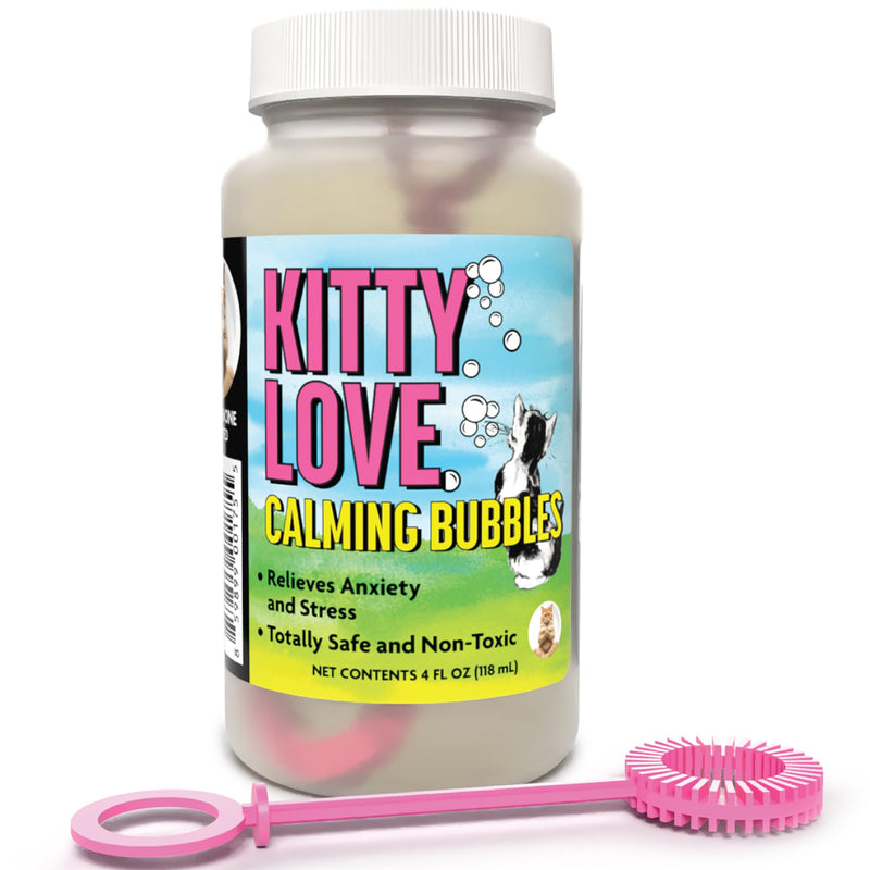 Atomic Bubbles Kitty Love Calming Bubbles, 2 Pack, 4oz Bottles | Relieve Cat Anxiety & Stress, Pet Safe, Non-Toxic Formula, Sensory Bubble Play