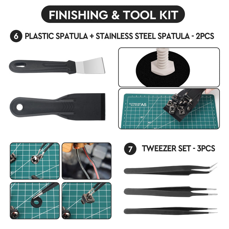 3D Printer Tools Kit Essential, 3D Printing Tools Kit, 3D Printer Accessories with 50Pcs (Deburring Tool, Wire Cutter, Drill, Scraper..) for Remove, Smoothing, Finishing, Deburring, Craving, Drilling 3D Printer Tools Kit Essential