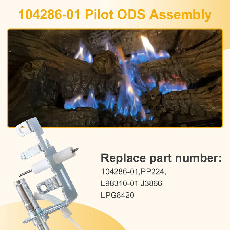104286-01 ODS Pilot Assembly,Thermocouple Replacement Part for LPG Propane Wall Heaters Fireplaces Gas Logs Vent Free Heaters by Desa,Mr heater,Vanguard,Empire,FMI-PP224, LPG8420, L98310-01,J3866