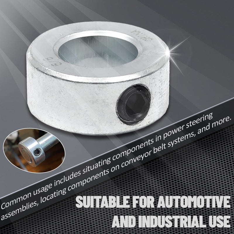 (8-Pack) Zinc Plated Carbon Steel 5/8” Bore Shaft Collars Sets - Screw Style Bore Shaft Collars with 5/8” Bore Size, 1-1/8 Outer Diameter, and 1/2 Width - Suitable for Automotive and Industrial Use 8