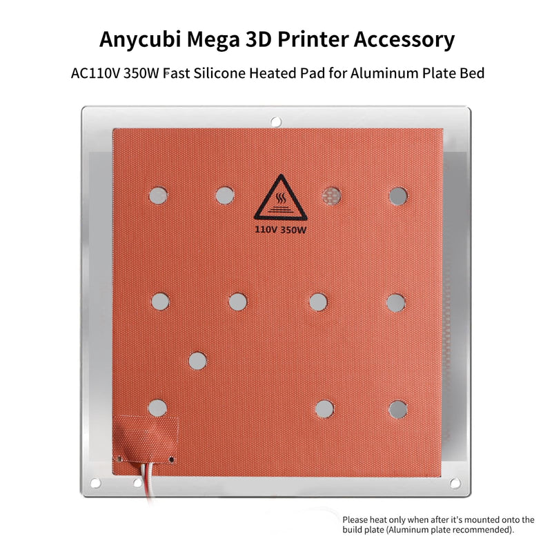 FYETC Silicone Heater Pad for Anycubi Vyperr: 3D Printer Upgraded Heating Plate AC 110V 350W 10.3x9.8 inch Heated Bed Mat with SSR for Fast Heating 265x250mm Aluminum Heatbed PEI Sheet