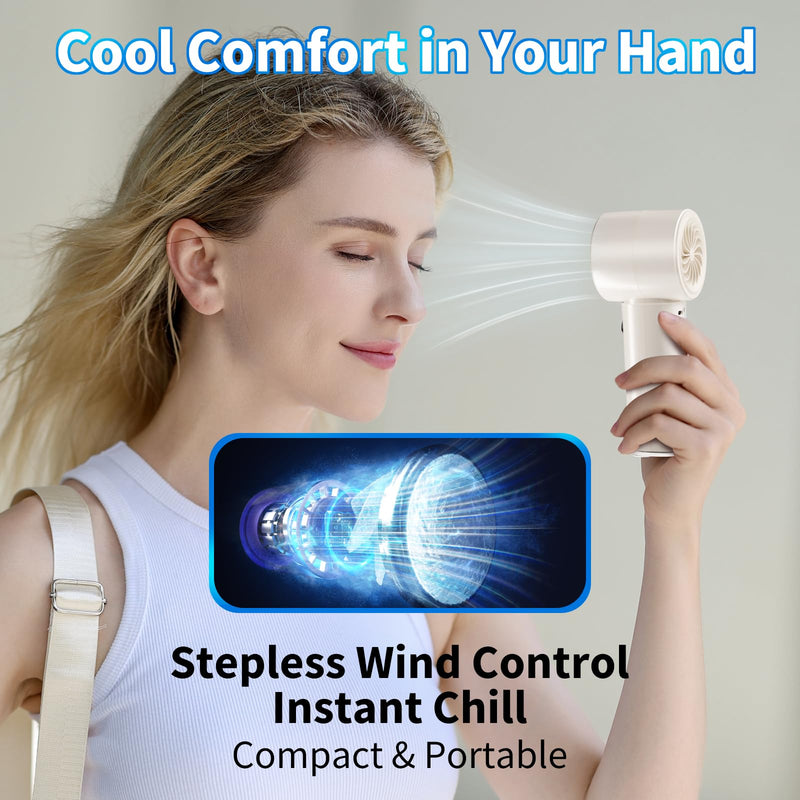 Portable Handheld Fan with Cooling Plate for Ice Therapy, 4000mAh Rechargeable Battery, LCD Display, 100-Speed Scroll – Compact Personal Fan for Travel, Office, Outdoor Use (Black) Black