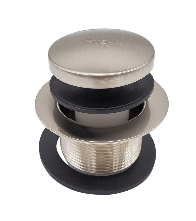 Westbrass A593244-07 14" x 1-1/2" White Tubular Bathtub Waste & Overflow Assembly with Tip-Toe Drain Plug and 2-Hole Faceplate, Satin Nickel 1 Pack