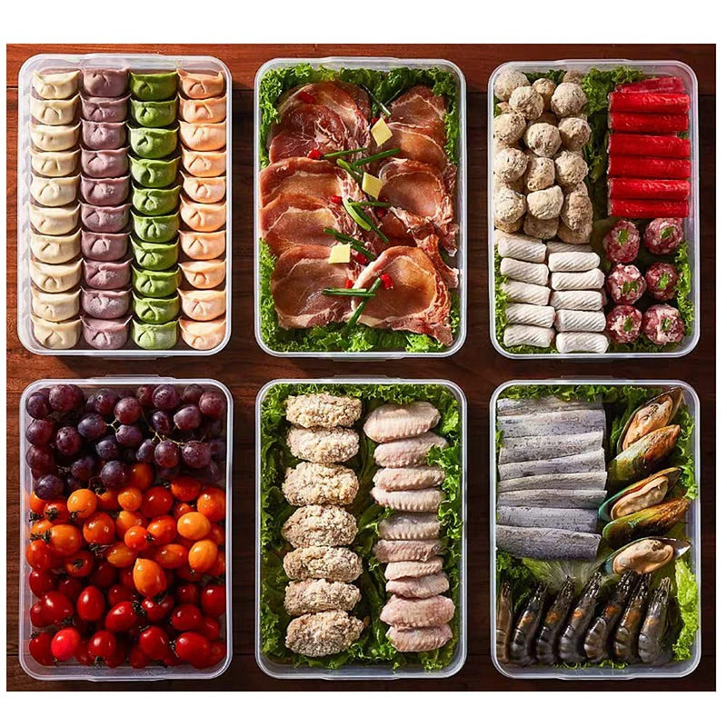 Refrigerator Organizer Bin, Plastic Food Storage Containers with Lid, 3-Layer, BPA free, Stackable Food Organizer Keeper for Snack, Vegetables, Meat, Fish, Bacon (blue) blue