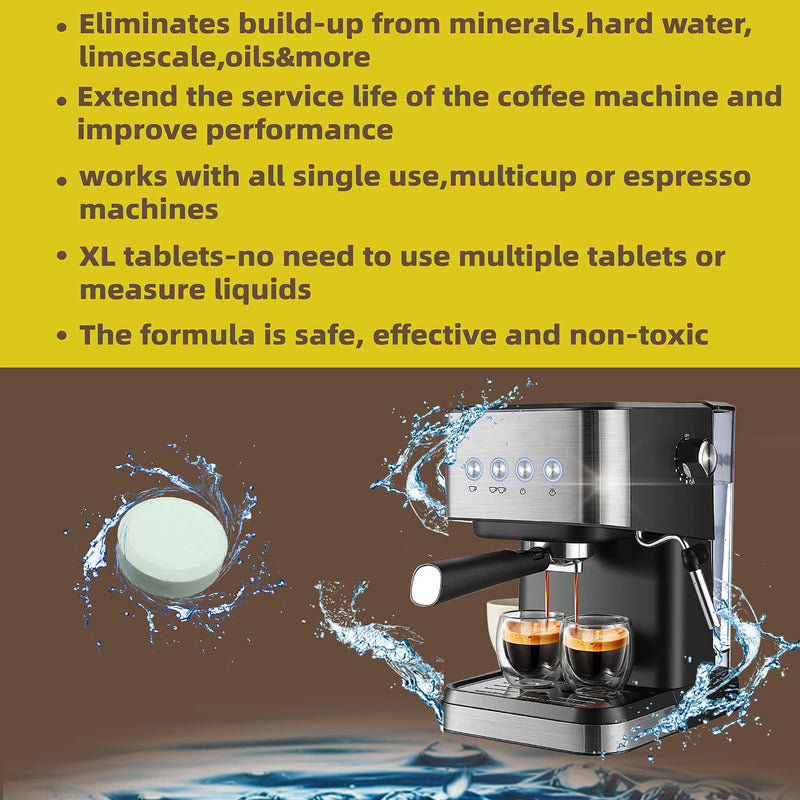 Coffee Maker Cleaner & Descaler Tablets - 24 Count - Compatible with Deep Cleaning and Descaling for All Coffee Makers - XL Tablets-Removes Limescale-Deep Cleans Unscented