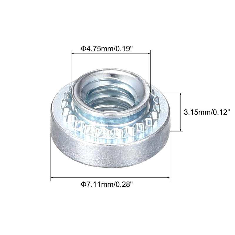 uxcell Self -Clinching Nuts,#6-32 x 0.12-Inch Carbon Steel with Zinc Plating Rivet Nut Round Head Steel Metal Sheet Mounting Hardware Fastener 50pcs #6-32x3.15mm