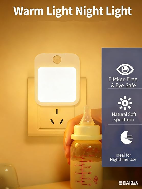 L LOHAS LED Night Lights Plug into Wall 2-Pack, 0.3W Plug in Night Light, Dusk to Dawn, 3000K Soft White, Bright Nightlight Auto-On/Off, for Adults Kids Room Bedroom Bathroom Hallway Kitchen, Non-Dim - NewNest Australia