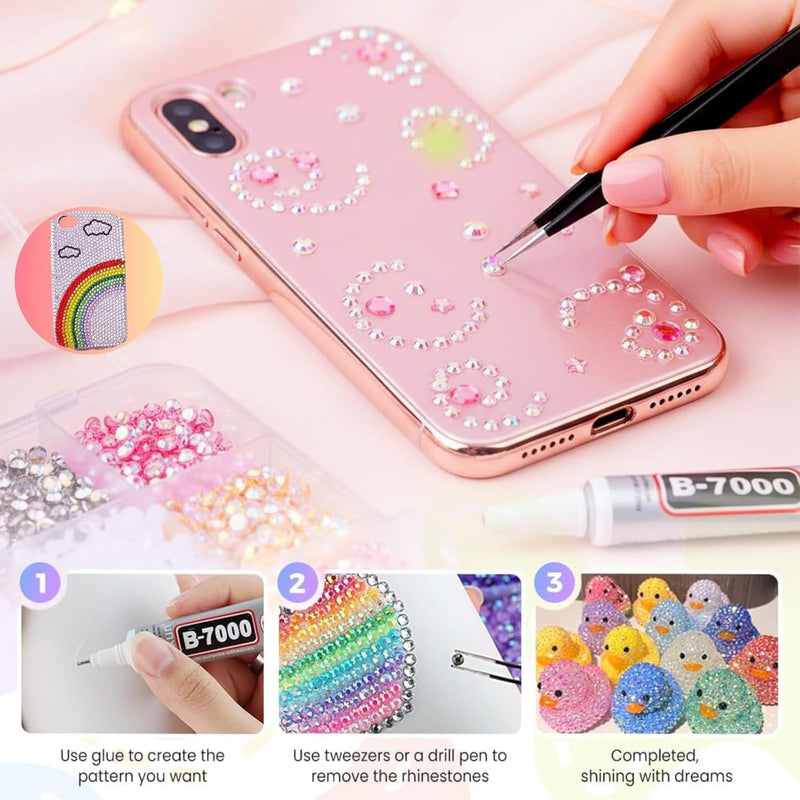 Bedazzler Kit with Rhinestones, Hotfix Applicator, DIY Hot Fix Rhinestone Setter, Hot Fixed Bedazzling Kit, 4380 Pcs, Crystal AB, Clear Box Set - NewNest Australia