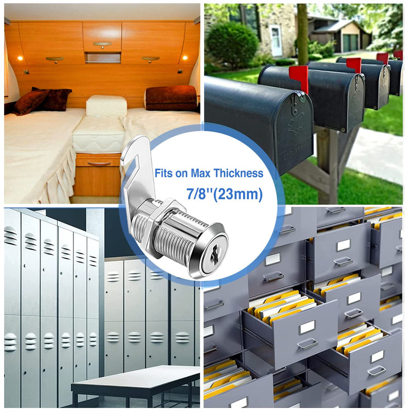 Cam Locks Cabinet Locks Keyed Alike,1-1/8Inch Cylinder Fits on 0.9Inch Max Panel Thickness,Secure Drawer RV Camper Trailer,Zinc Alloy(1-1/8Inch 12Pcs) 1-1/8 Inch 12Pcs
