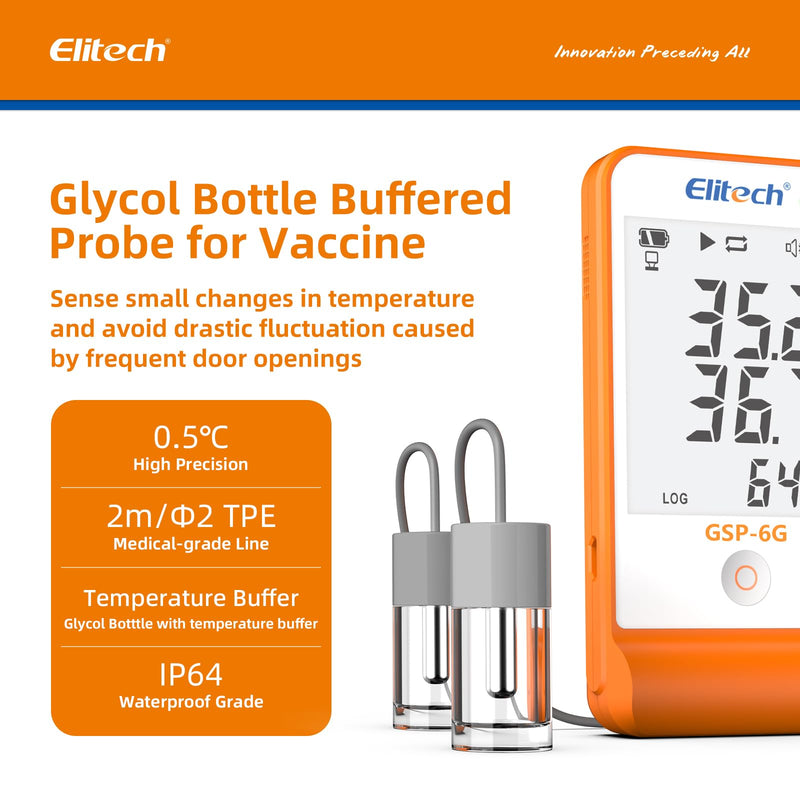 Elitech Digital Temperature Humidity Data Logger Pharmacy DDL with Calibration Certificate to Auditor, Refrigerator Thermometer Vaccine Fridge Temperature Monitor Max Min Value GSP-6G-TDE Factory 1