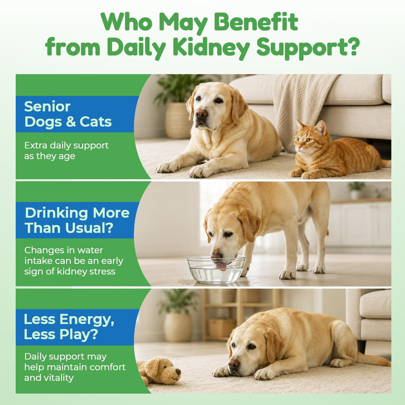 VUN Kidney Support Supplement for Dogs & Cats,Liquid Herbal Kidney&UTI Support for Kidney Urinary and Bladder Function, Fluid Balance & Energy, Easy Drops for Senior & Sensitive Pets, 60ml