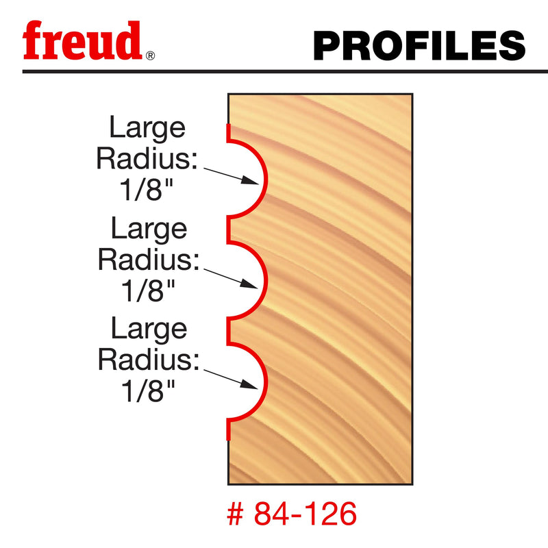 Freud 84-126: 1/8" Radius Triple Beading & Fluting Bit with 1/2" shank, 3" overall length