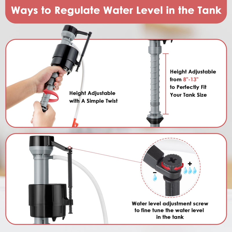 Saillong 2 Sets Toilet Float Replacement Kit, Universal Toilet Flusher Replacement Kit and 2 Inch Flapper Replacement, High-Performance Tank Water Control and Fill Valve