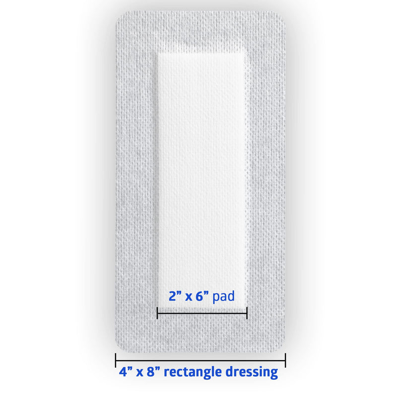 Medline Sterile Bordered Gauze, 4" x 8" with 2" x 6" Pad (Pack of 15) 4" x 8" (2" x 6" Pad)