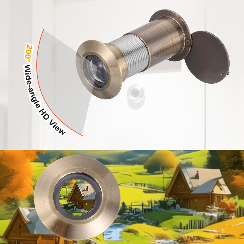 PATIKIL 35 mm Door Viewer Peephole, Zinc Alloy 200-Degree Privacy Door Viewer with Heavy Duty Rotating Privacy Cover Fits for 1-13/16" to 3" for Home Office Hotel, Bronze
