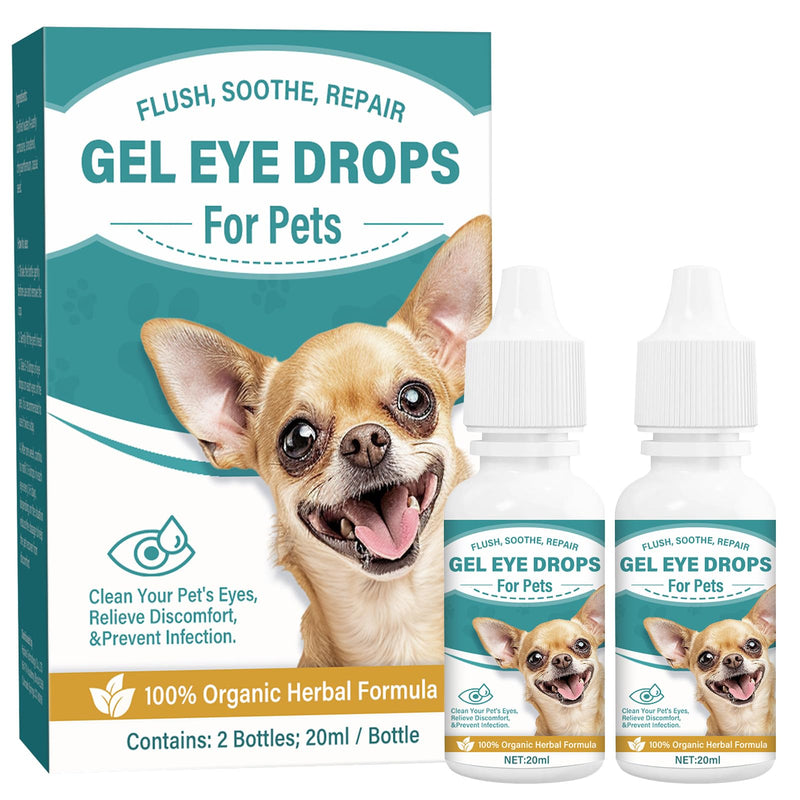 Cataract Drops for Dogs - Pet Gel Dog Eye Drops for Soothing Eye Discomfort, Reducing Tear Stains, and Supporting Eye Health, Gentle Formula for All Animals (2 X 20 ml)