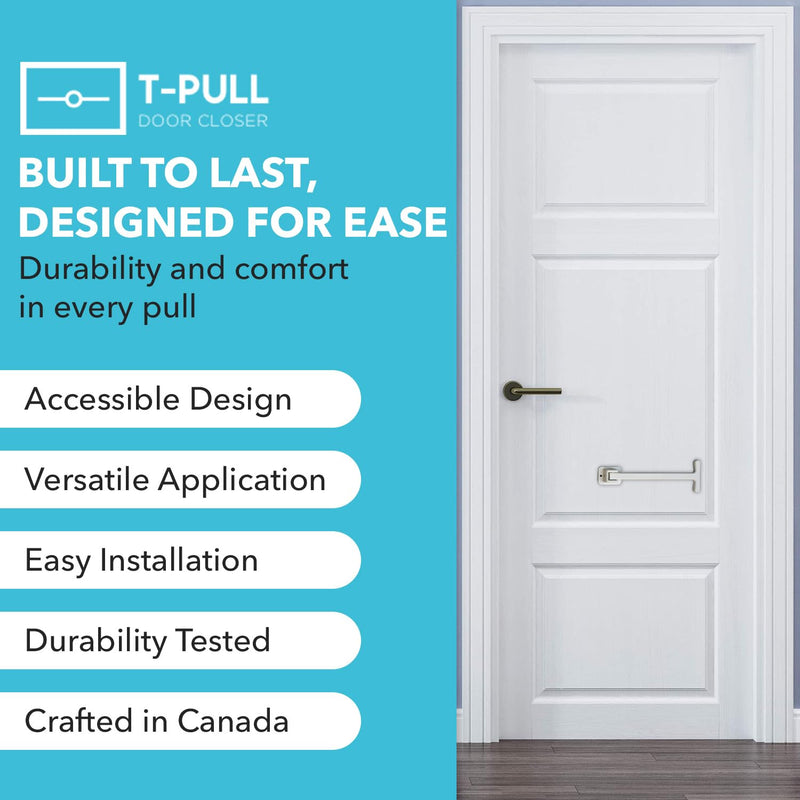 Manual Door Closer for Wheelchair Users - Canadian Made Accessibility Aid - Swivel Design for Interior/Exterior Doors (White ABS) ABS-White