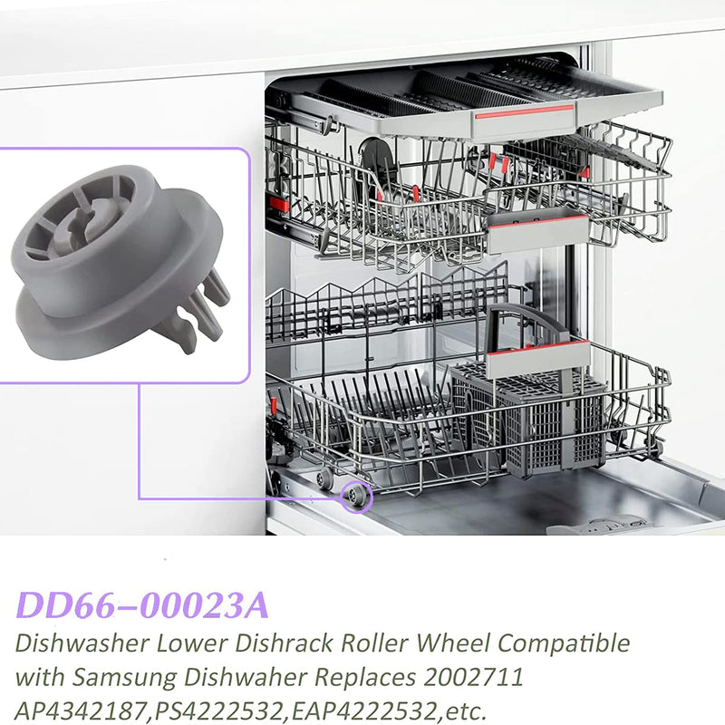 DD66-00023A DD61-00222A Dishwasher Wheels Lower Upper Rack Roller (4-Pack) - Compatible Replacement for Samsung Dishwasher 4