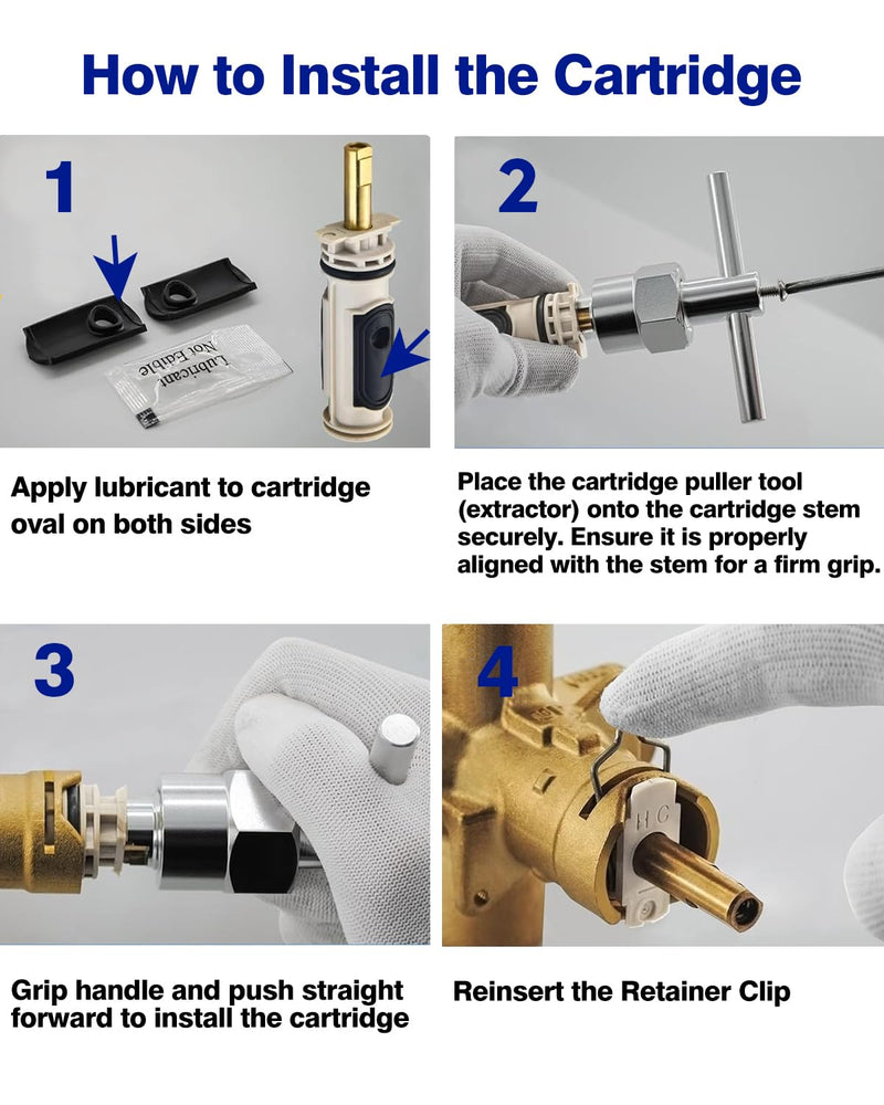 1222 Replacement Cartridge of Moen, Compatible with One Hanlde Posi Temp Faucet, with 116653 Handle Adapter Kit & 104421 Removal Too, Bathtub Shower Valve Parts and Removal Tool