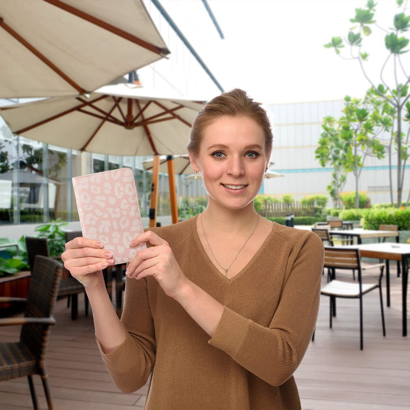 Server Book, Waitress Book, Server Books for Waitress/Waiter with Zipper Pocket Waitress Book Organizer Checkbook Leopard Pattern 8x5 Inch Pink Leopard