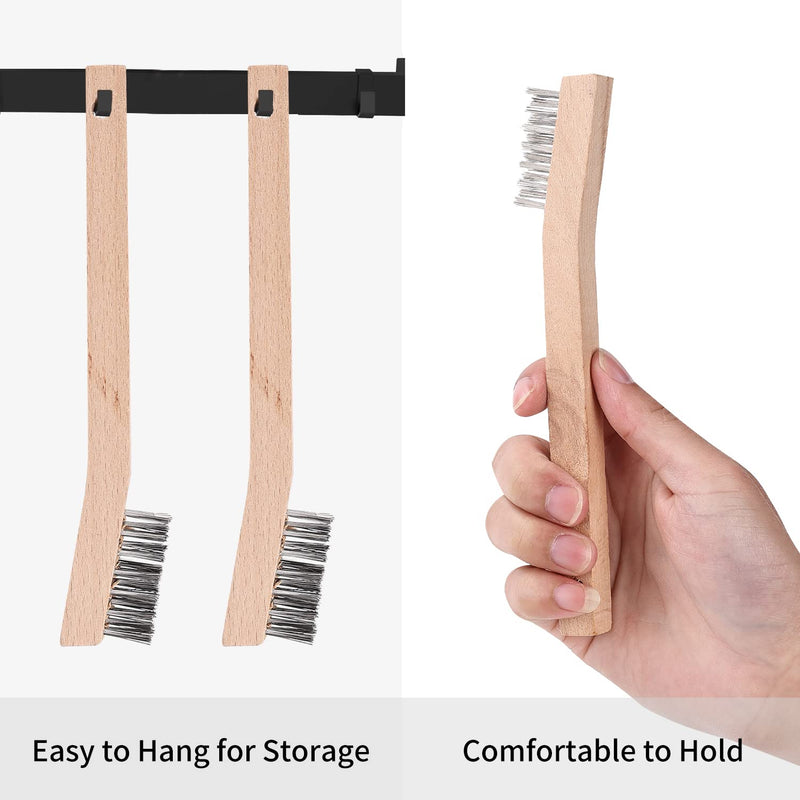 Wood Handle Wire Scratch Brush Sets (18, 18Pack-7in Stainless Steel Small Wire Scratch Brushes with Beech Wood Handle) 18