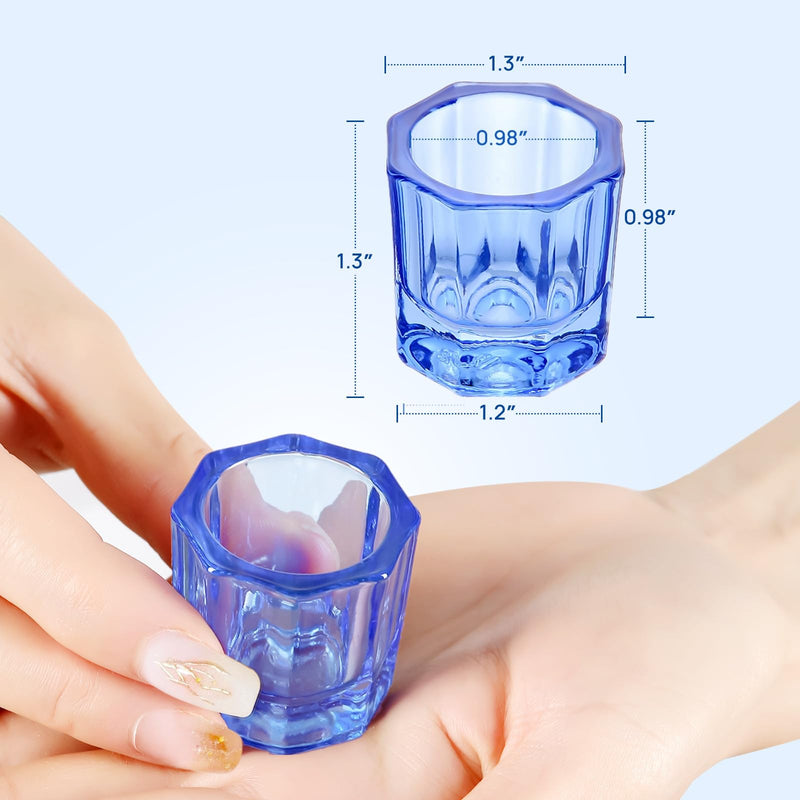 JMU 12 Pck Dental Dappen Dishes, Glass Dappen Dishes for Acrylic Nails Glass Crystal Cups Nails, 1.3" x 1.33", 4 Colors