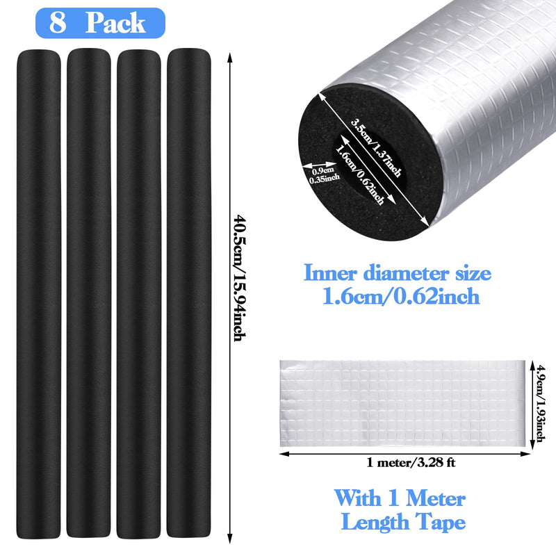 8 Pcs Pipe Insulation Foam Tube,Self Adhesive Pipe Wrap Foam Tube Antifreeze Heat Preservation for Winter Outside Pipes, Irrigation Pipe, Spigot, Water Heater Pipes (1.3 Ft x 0.6 in) 8 Pcs