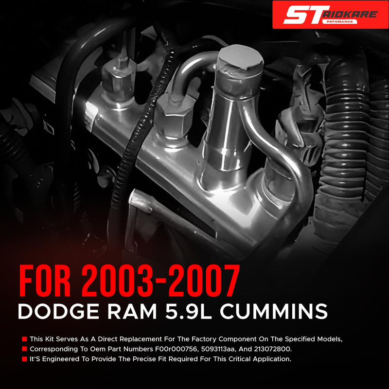 Common Rail Fuel Pressure Regulator Relief Valve Plug Kit For Dodge Ram 5.9L Cummins 2003-2007:, M18x1.5mm Thread with Copper Washers, Replaces OEM Part Numbers F00R000756, 5093113AA, 213072800