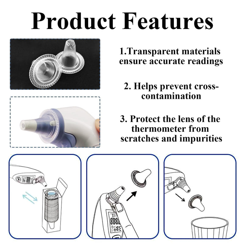 1000Pcs Ear Thermometer Probe Covers,Lens Filters,Thermometer Covers Disposable, Hygienic Probe Covers for Digital Thermometer, Compatible with Braun Models Digital Disposable Covers 1000