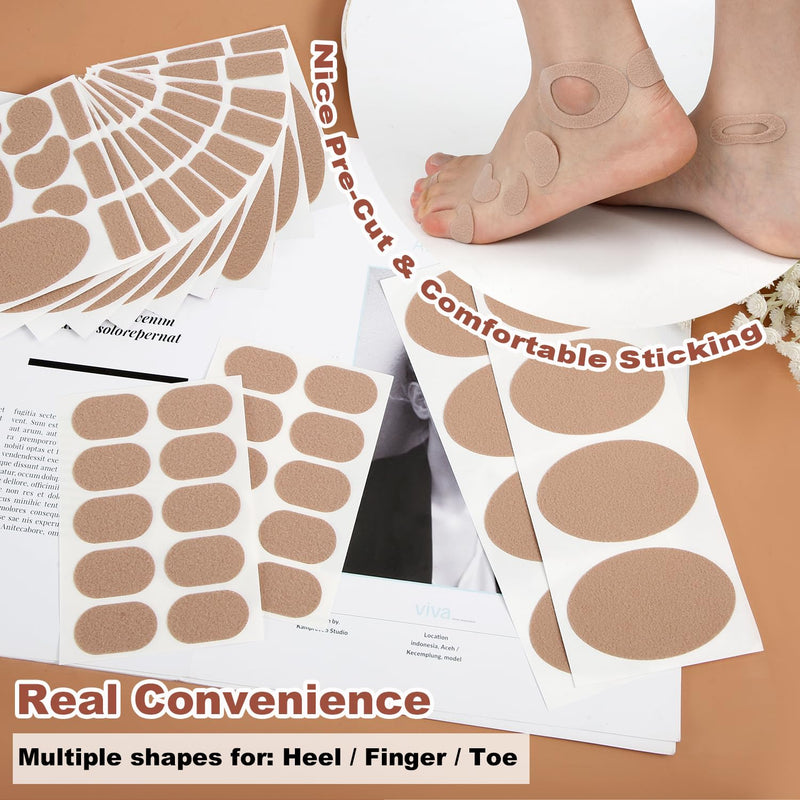 18 Sheets Moleskin Adhesive Pads, Multi-Shaped & Oblate & Oval Moleskin Tapes, Anti-Wear Moleskin Strips Prevention Pads Mole Skin Patch for Feet Heels