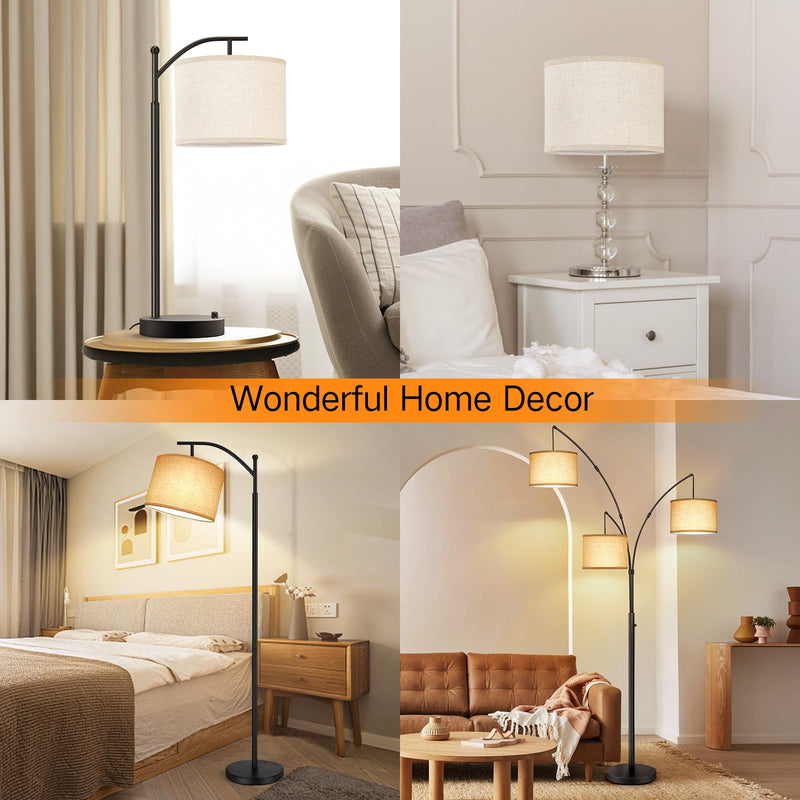 OUTON Drum Lamp Shades for Floor Lamps, 16" Top x16 "Bottom x 9" High, Easy to Assemble, Replacement Linen Lampshades for Table Lamps & Bedside Lamps (1.65" Spider) 16 Inch+Beige Shade