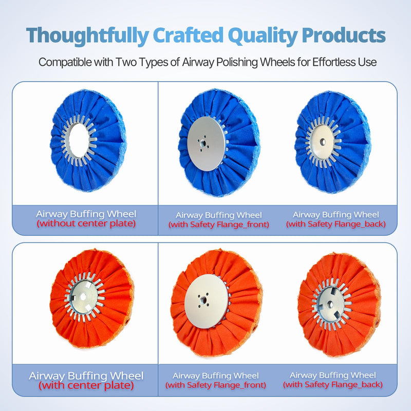 Neeki Aluminum Insertable Self-Clamping Safety Flange for Airway Buffing & Polishing Wheels with 5/8" Arbor Hole, Fits Airway Buffs with 3" Center Plates ，No Need to Removing Center Plates