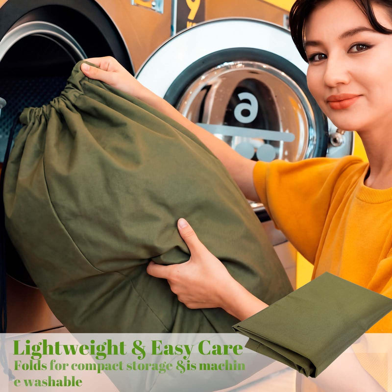 Waterproof Dry Bag Green Laundry Clothing Bag with Rubber Liner Heavy Duty Nylon Drawstring Storage Backpack for Wet Weather Outdoor Travel Kayaking Boating Rafting Camping Hiking Beach