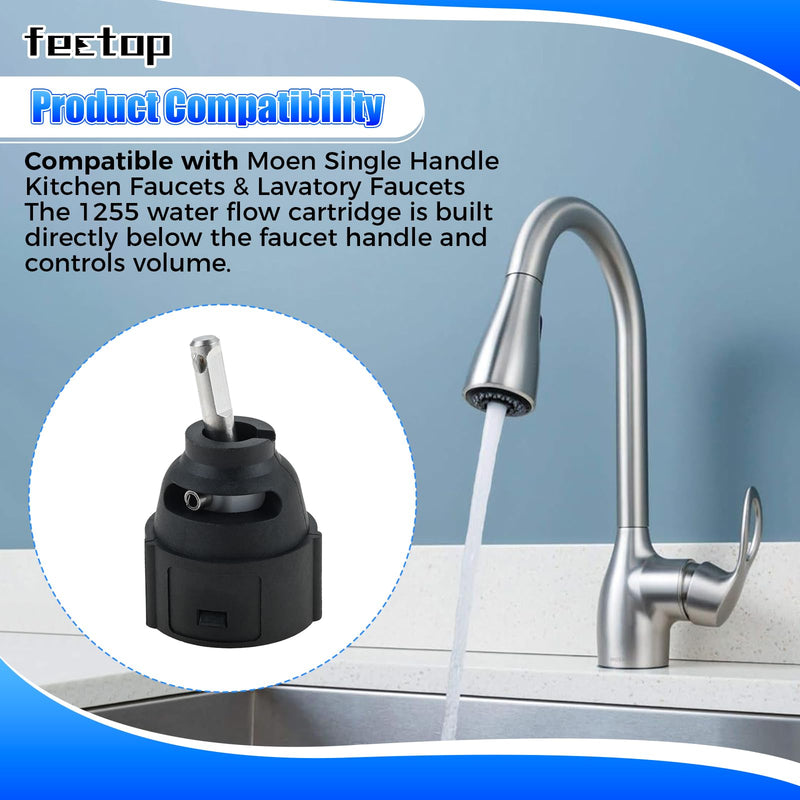 1255 Single Handle Cartridge Replacement for Moen Kitchen Single Handle Cartridge, 1255 Replacement Cartridge with Leak-Proof Design for Kitchen & Bathroom
