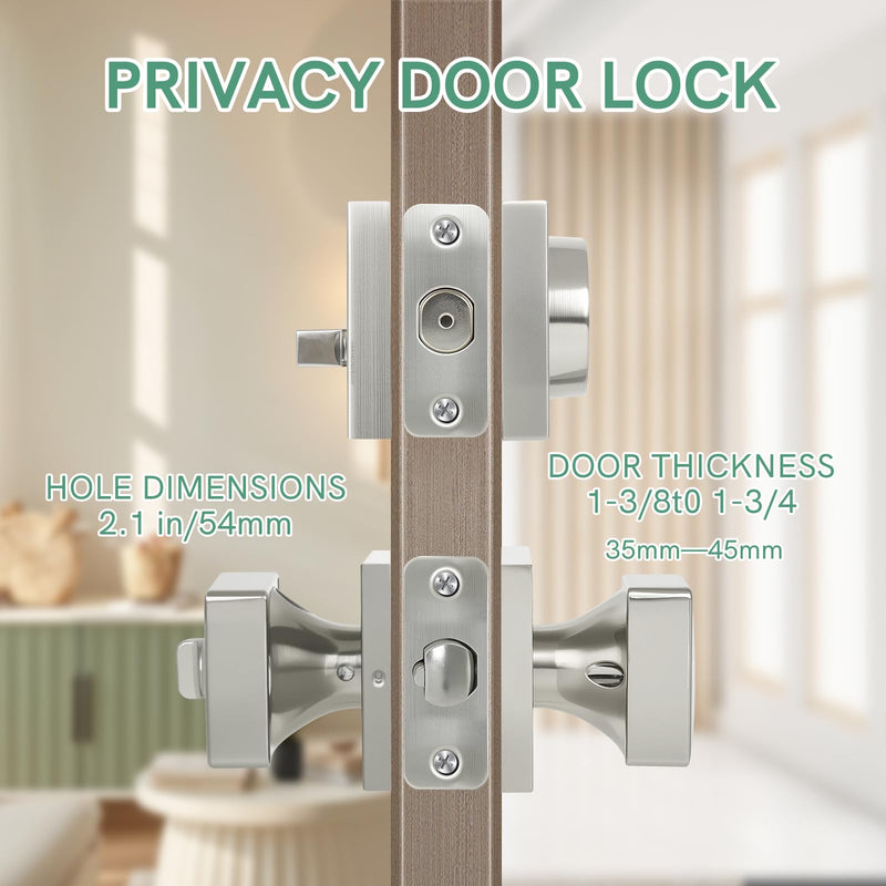 Square Door Knobs Exterior Door Lock Set with Deadbolt, Single Cylinder Deadbolt Door Locks with Keys, Keyed Alike (Satin Nickel,1PACK) Satin Nickel 1 Pack