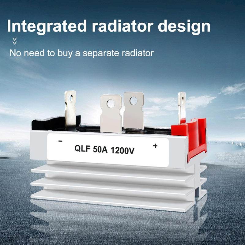 (2 pcs) Full Rectifier Bridge 50A;Input:3V-400Vac; Ac to Dc;1200V;with HeatSink;Rectifier Diode;12V 24V 48V 110V 120V 240V Both Can be Used