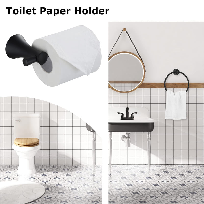 PARLOS Brass Toilet Paper Holder Tissue Roll Hanger for Bathroom & Kitchen Wall Mounted with Screws, Matte Black