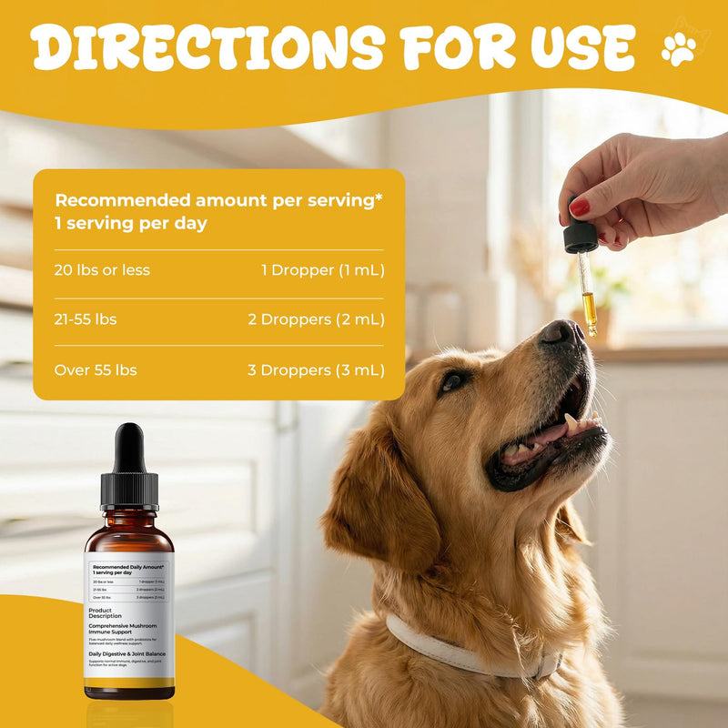 Turkey Tail Mushroom for Dogs - Lipoma Treatment for Dogs & Lumps and Bumps Support - Dog Immune Defense & Digestive Support Liquid Drops - Mushroom Dog Supplements with Probiotic Blend, 60 ml