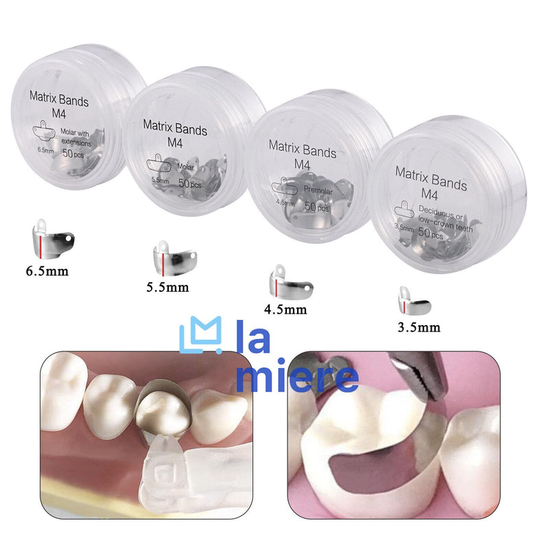 50PCS M4 Decidious Metal Sectional Matrix Band, Dental Sectional Contoured Matrices Matrix Bands, Metal Matrices, 6.5mm, Extra Large 6.5mm Extra L