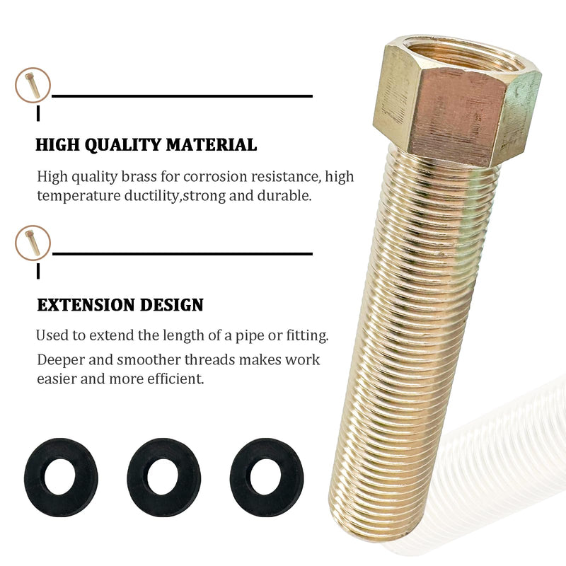 1/2" IPS Faucet Extension Adapter Kits, Brass Extension Nut Fittings, Single Hole Faucet Extension Mounting Pipe