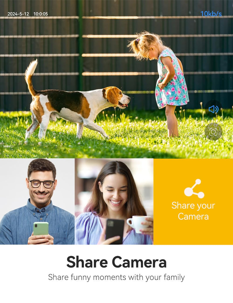 Solar Camera Outdoor Wireless, Battery Security Cameras with Solar Panel for Home Security, Motion Detection, Night Vision, Alexa, 2.4G Wi-Fi Only, Only Event Recording