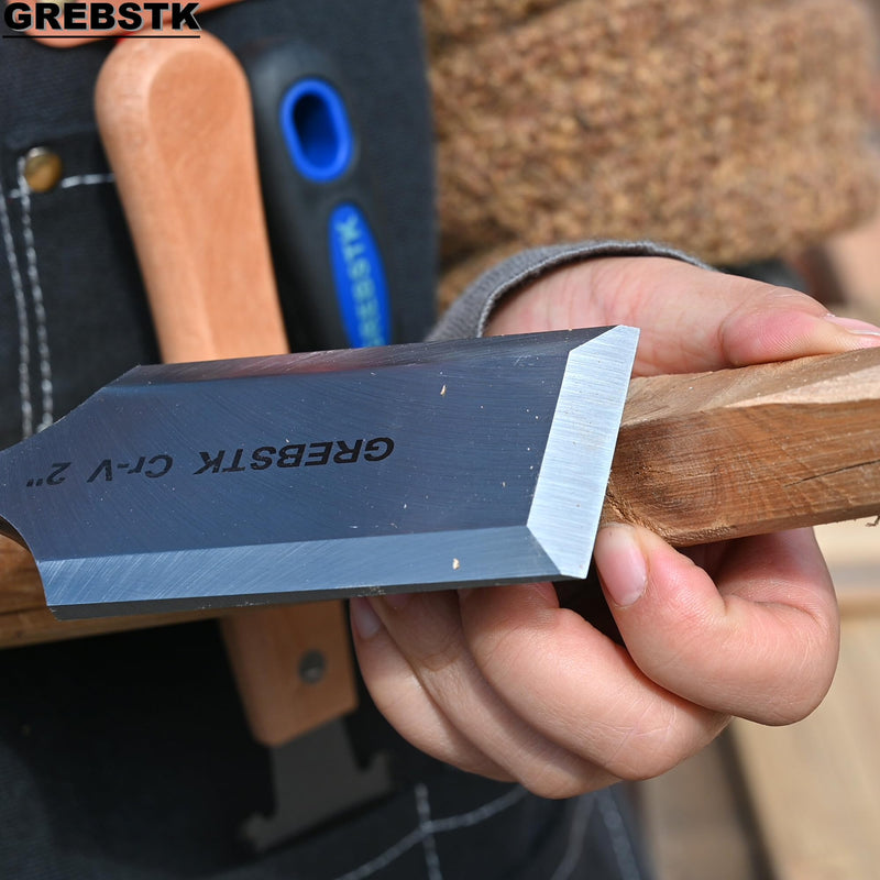 GREBSTK 2 inch Professional Wood Chisel for Woodworking, CR-V Steel Bevel-Edge Bench Chisel, Comfortable Extra Large PVC High Impact Handle
