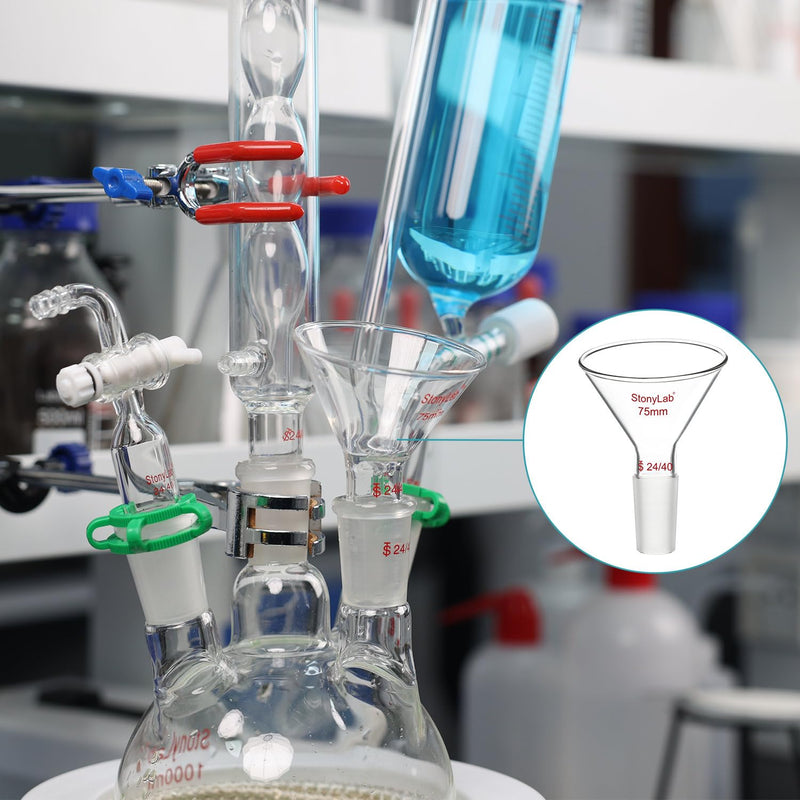 stonylab Glass Oblique Funnel 60 Offset Borosilicate Glass Powder Funnel with 24/40 Standard Joint for Laboratory Materials Supplementing, 75 mm 75 milliliters 1 XK-Funnel-60Du-24/40-75mm