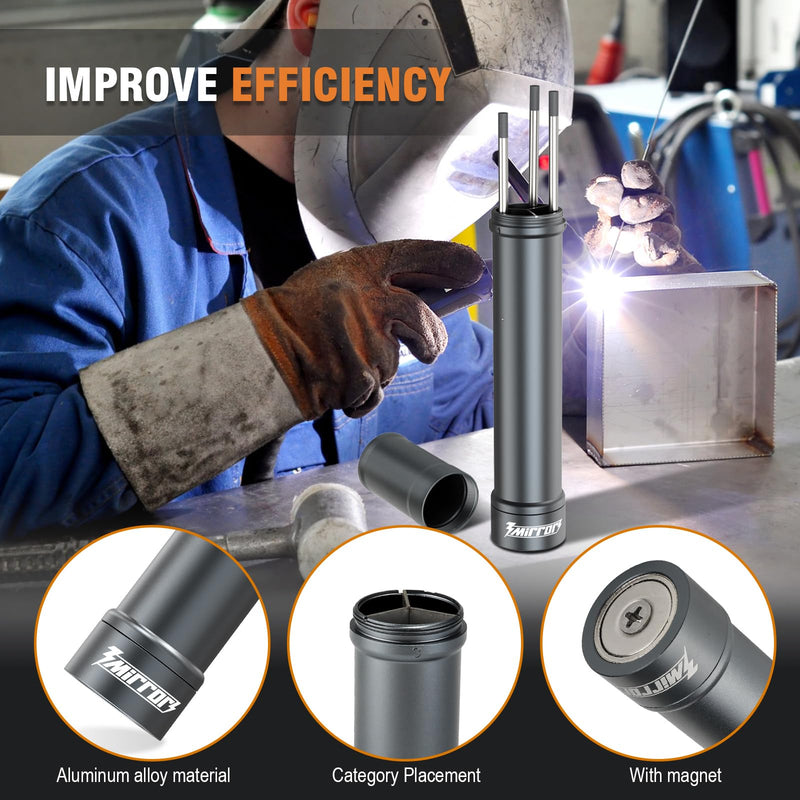 3mirrors Tungsten Holder -Tungsten Electrode Storage Solution with 3 Section Divider & Magnetic Base,TIG Welding Accessories,Titanium Gray Titanium Gray
