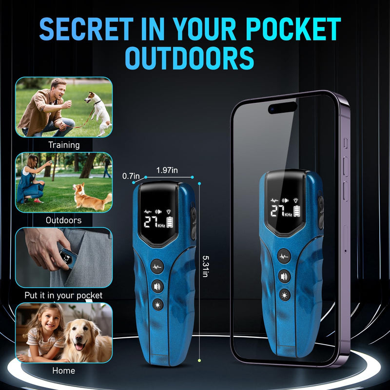 Dog Bark Deterrent Device, Anti Barking Device for Dogs 35ft Long Range, Ultrasonic Dog Training Device to Stop Barking Neighbors Dog, 5 Modes| Safe & Effective for Small, Medium & Large Dogs,Blue